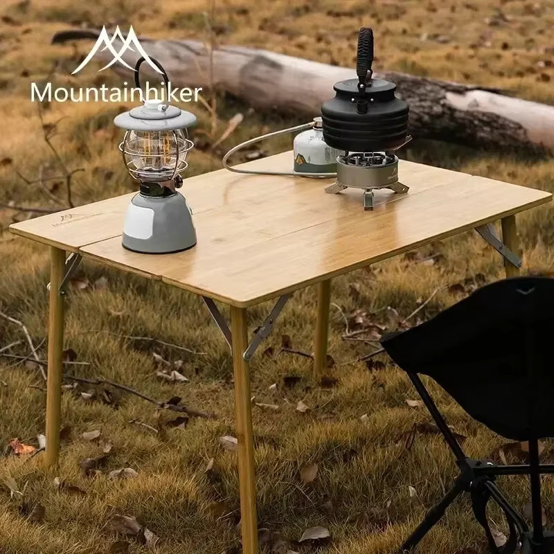 MOUNTAINHIKER Klapptisch aus Bambus in Braun für Outdoor-Camping und Picknick - Bild 2