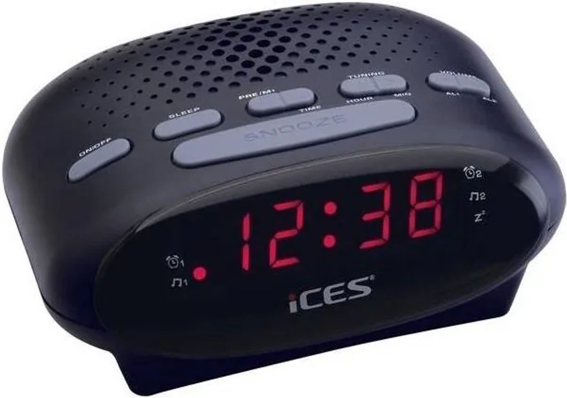 ICES ICR-210 Radiowecker in Schwarz mit FM-Empfang - Bild 2