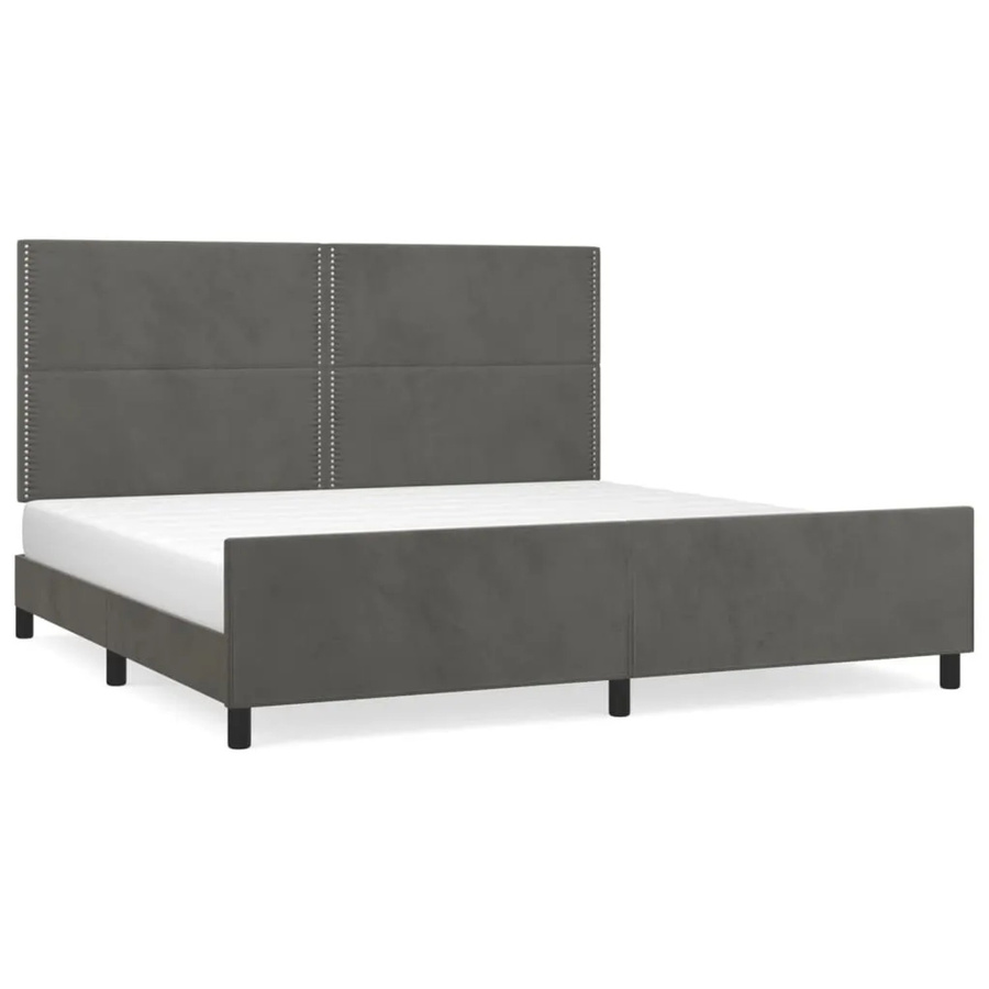 vidaXL Bettgestell mit Kopfteil aus Samt in Dunkelgrau, B/T/H: 200 x 118 x 206 cm - Bild 2