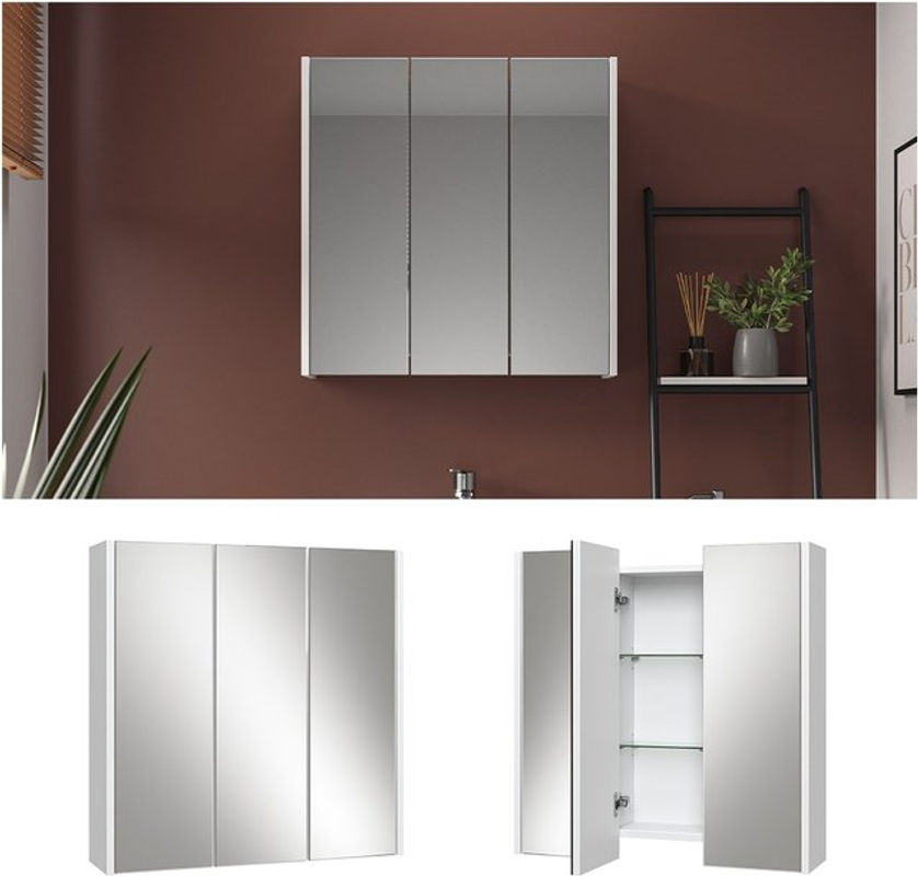 Vicco Spiegelschrank Majest Badspiegel Weiß Hochglanz modern B/H: 67 x 68 cm - Bild 2