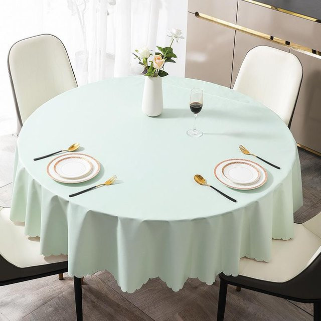 Runde PVC-Tischdecke von Charming Homem in Grün, wasserdicht und waschbar, Durchmesser: 120 cm - Bild 1