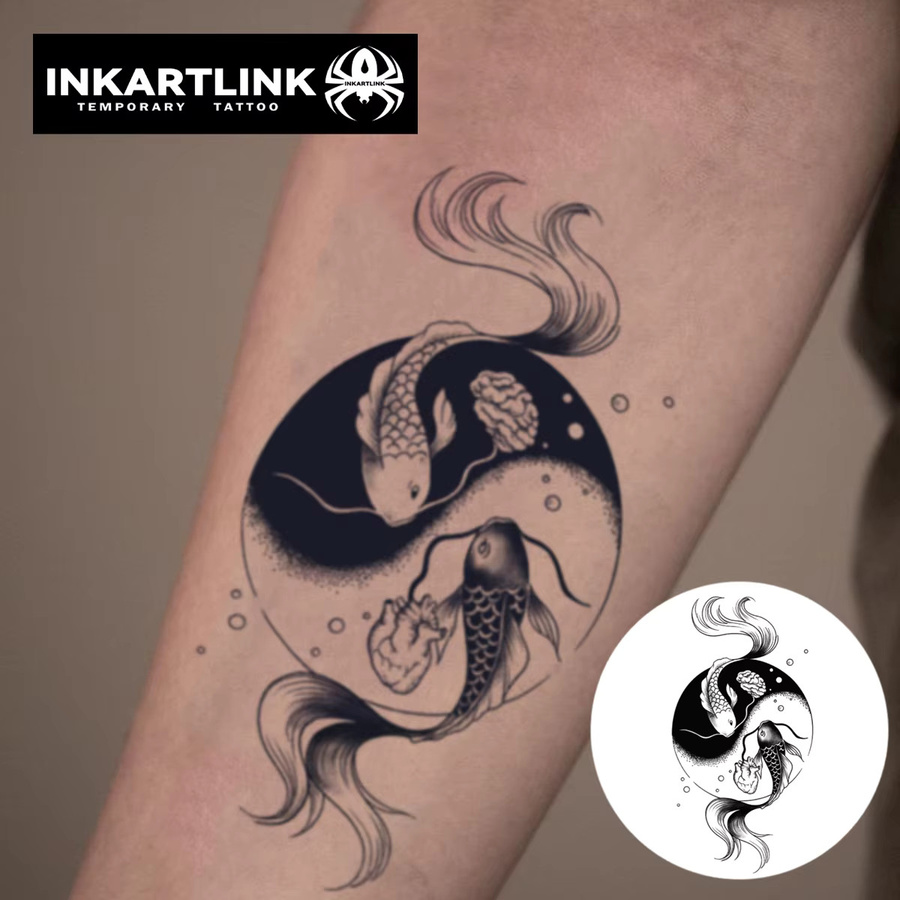 INKARTLINK Semi-permanentes Tattoo, Tai Chi Fisch, Unisex - Bild 2