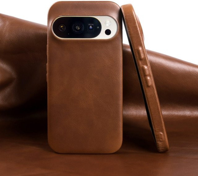 Retro Lederhülle für Google Pixel 10 Pro, 9 Pro, 8a, 7 Pro, 6a in Braun - Bild 1