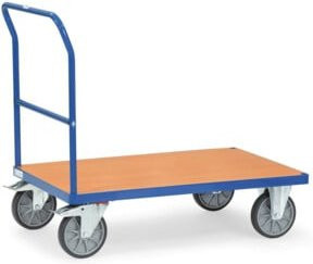 Fetra Schiebebügelwagen aus Stahl in Blau mit TPE-Reifen, Tragkraft 600 kg, Breite: 100 cm, Tiefe: 70 cm - Bild 1