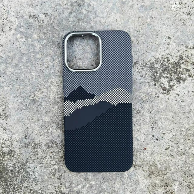 Magnetische MagSafe Handyhülle mit buntem Kevlar-Muster für iPhone 16 15 14 13 12 11 Pro Max von Yiran Bag in Multicolour und Grau - Bild 1