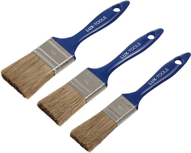 LUX-TOOLS Flachpinsel-Set Lasur 3-teilig mit Synthetikborsten in Blau - Bild 1