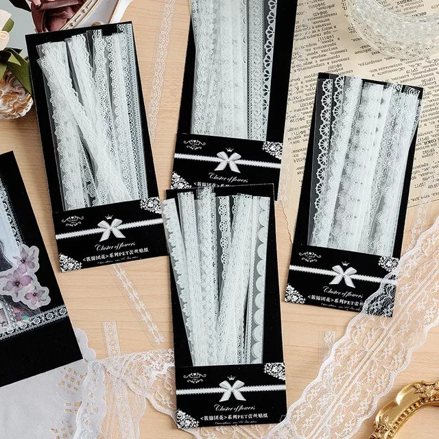 Journamm Haustier Spitze Stil Dekor Aufkleber Set für Junk Journal und Scrapbooking, 30 Stück, Weiß - Bild 1
