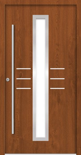 Splendoor Sicherheitshaustür OMIS Prime RC2 aus Aluminium in Golden Oak Braun mit Glaseinsatz - Bild 1
