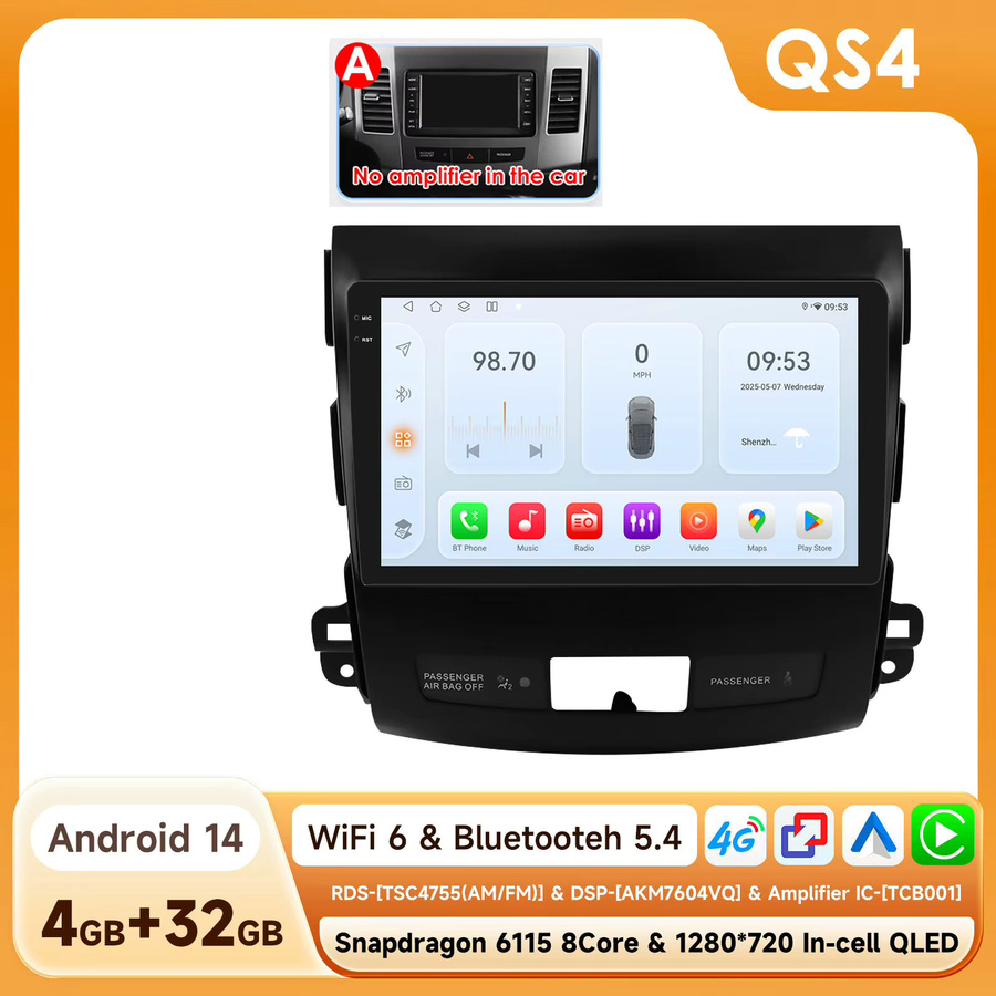 Hizpo Intelligentes Autoradio mit GPS und 2K QLED 3D Display für Mitsubishi Outlander XL 2, Peugeot 4007 und Citroen C-Crosser in Schwarz - Bild 5