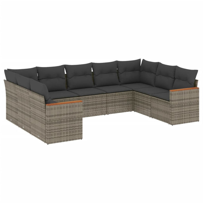 Vidaxl Gartenmöbel-Set aus Polyrattan mit Kissen, 9-teilig, Grau - Bild 2