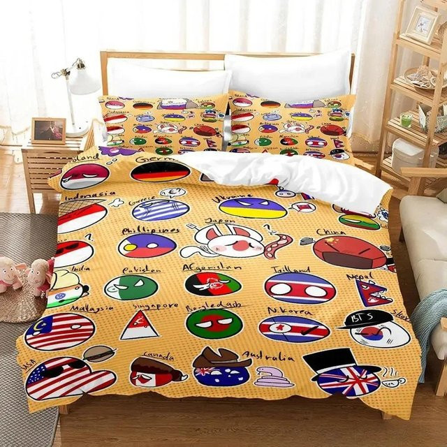 JMG Household Supplies Countryball Polandballs Bettwäscheset aus Mikrofaser, Mehrfarbig, B/H: 140 x 210 cm - Bild 1