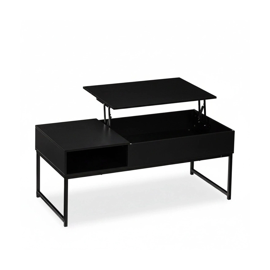 Relaxdays Couchtisch modern in Schwarz mit höhenverstellbarer Aufklappfunktion, B/T/H: 110 x 45 x 50 cm - Bild 2