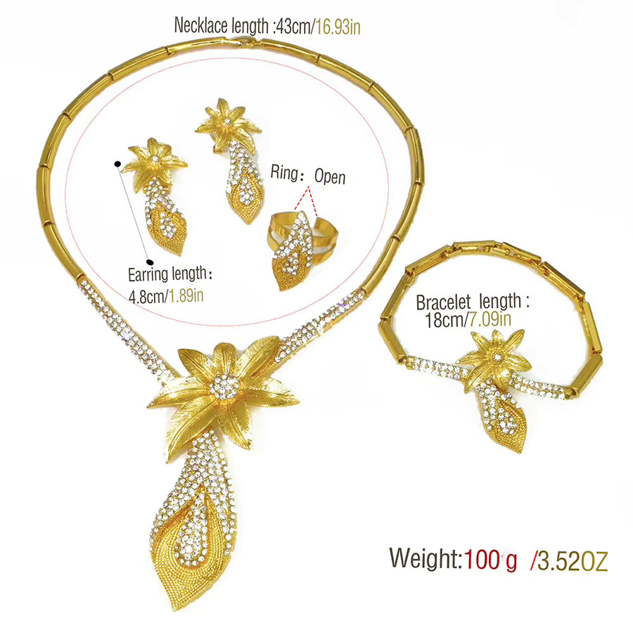GZJPEI Schmuckset, 18K vergoldet, Blumen, Zirkonia, Damen - Bild 2