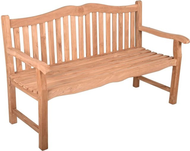 DELUKE Gartenbank NINA 3-Sitzer aus Teakholz in Hellbraun, wetterfeste Terrassenbank für Outdoor, Breite: 150 cm - Bild 1