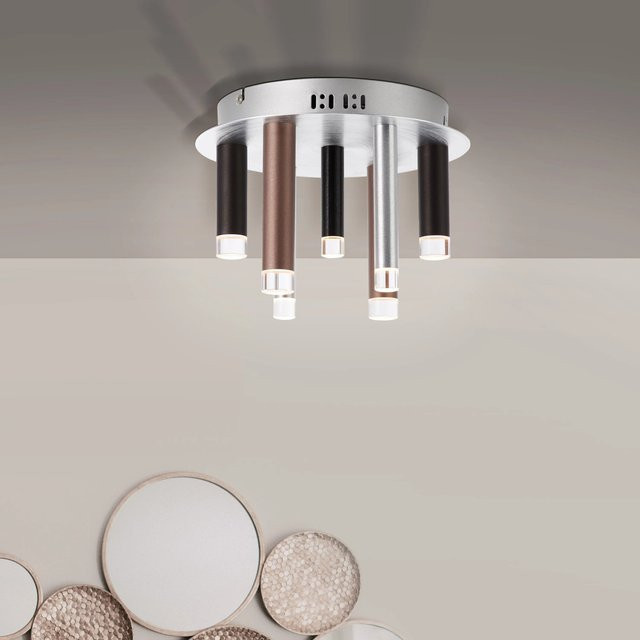 Brilliant LED Deckenleuchte Cembalo 7-flammig in Braun und Schwarz aus Aluminium, dimmbar - Bild 1