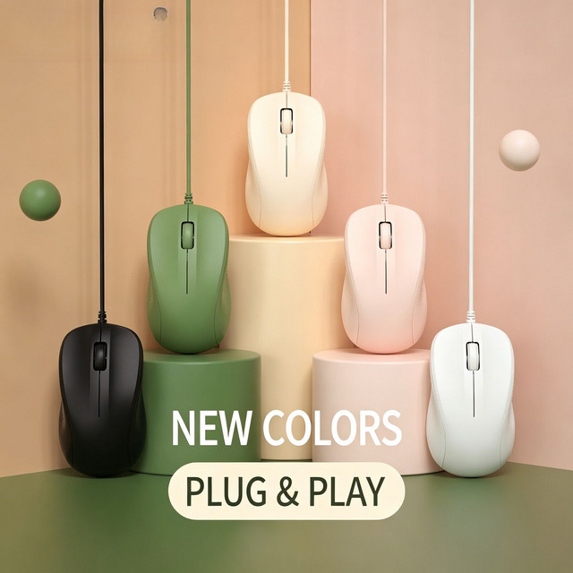 Ergonomische USB-Maus von CHUYI in Beige und Multicolour mit leisen Tasten für PC und Laptop - Bild 1