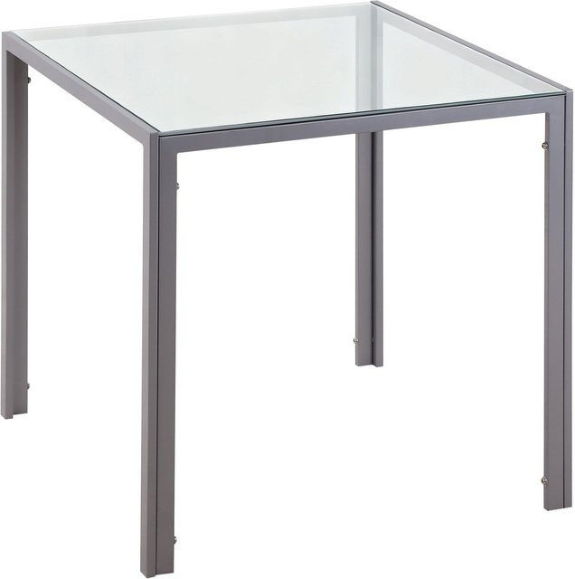 HOMCOM Esstisch für 4 Personen aus Glas und Metall in Grau, B/T/H: 75 x 75 x 75 cm - Bild 1