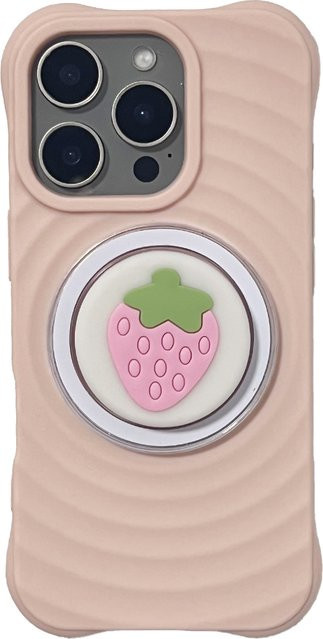 Süßer Erdbeer Handyhalter Grip Tok Telefonständer in Pink für iPhone 17 Pro Max und 16 Pro Max - Bild 1