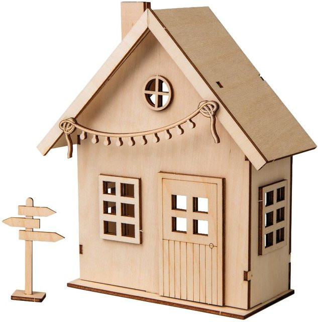 Rayher Wichtelhaus Holzbausatz Weihnachten Sperrholz Beige - Bild 1