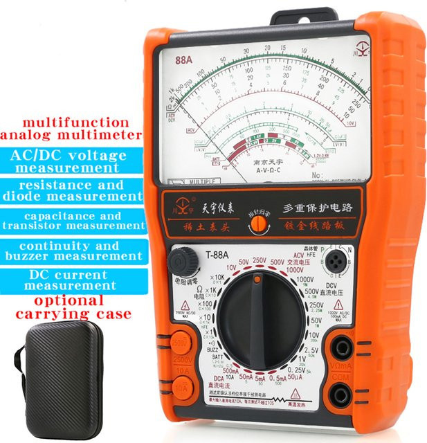 NJTY 88A Analoges Multimeter in Orange mit hochpräzisem Summer und Überlastschutz - Bild 1