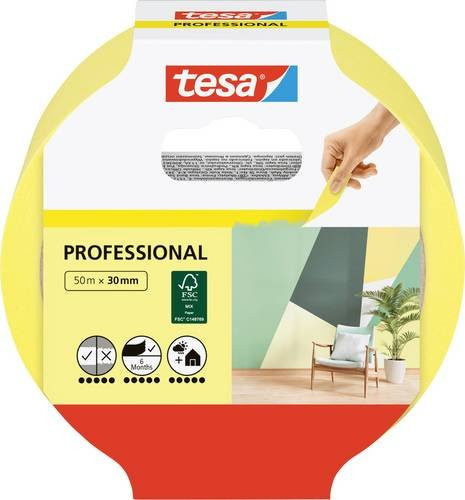 Tesa Professional Malerabdeckband Gelb B: 30 mm, L: 50 m - Bild 1