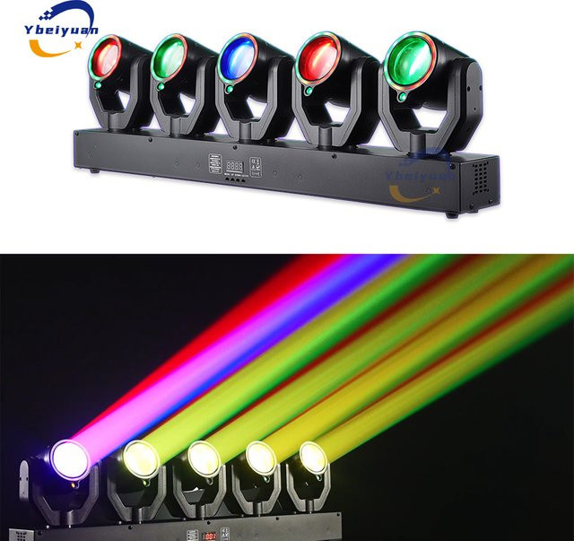 Ybeiyuan 5-Kopf LED Moving Head mit 180W, RGBW Strahl und grünem Laser, DMX512 und Sprachsteuerung, Schwarz - Bild 1