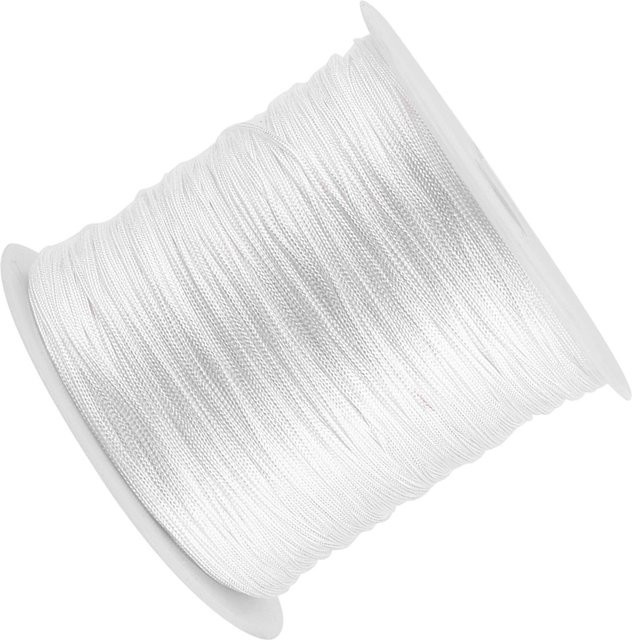 Nylon Kordel, Chinesischer Knoten, Makramee Shamballa Faden, Weiß, 0,8 mm - Bild 1