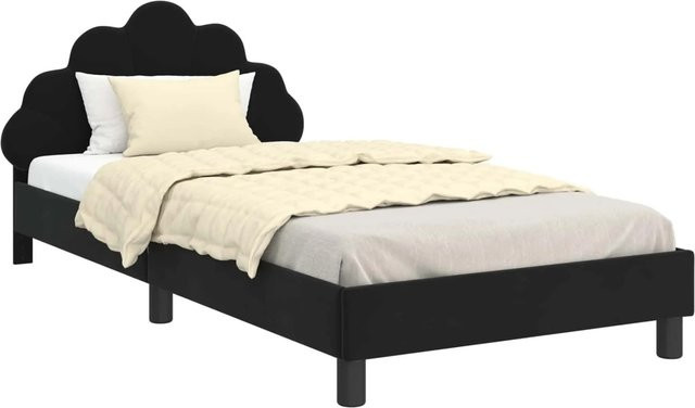 vidaXL Kinderbettgestell mit Kopfteil in Schwarz aus Samt, B/T/H: 80 x 200 x 90 cm - Bild 1