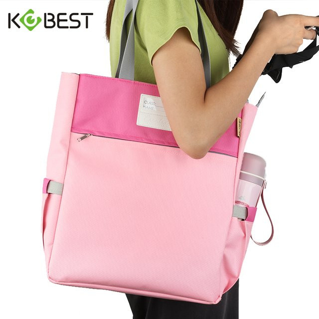 KOBEST Canvas Tragetasche mit Reißverschluss in Schwarz oder Pink, wasserdicht und großkapazitativ für Business, Reise und Studium - Bild 1