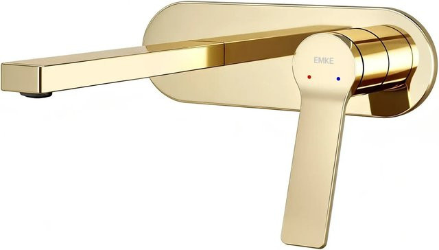Emke Wand Waschtischarmatur inklusive Grundkörper als Einhebelmischer in Champagnergold für dein Waschbecken, B/H/T: 28,8 x 21,0 x 7,0 cm - Bild 1