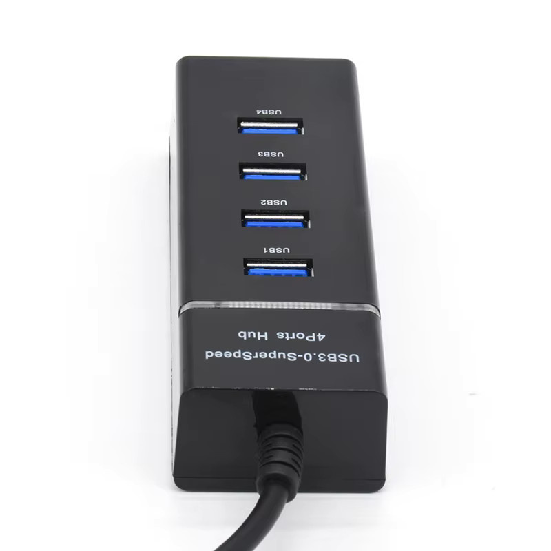 OULLX USB 3.0 Hub mit 4 Ports High Speed Datenübertragung und LED-Anzeige als Kabelsplitter und Ladestation in Schwarz oder Weiß - Bild 2