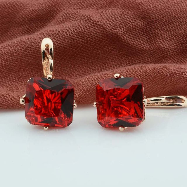 Lucky Star Jewelry Hängeohrring 585 Roségold, Zirkon, Damen, rot - Bild 1