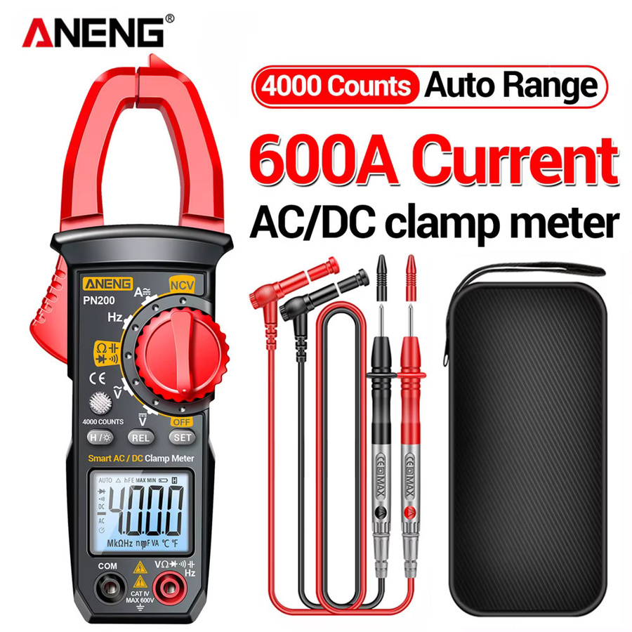 ANENG PN200 Digitales Zangenmessgerät Multimeter Amperemeter mit DC/AC 600 A, NCV und Kapazitätsmessung in Rot - Bild 5