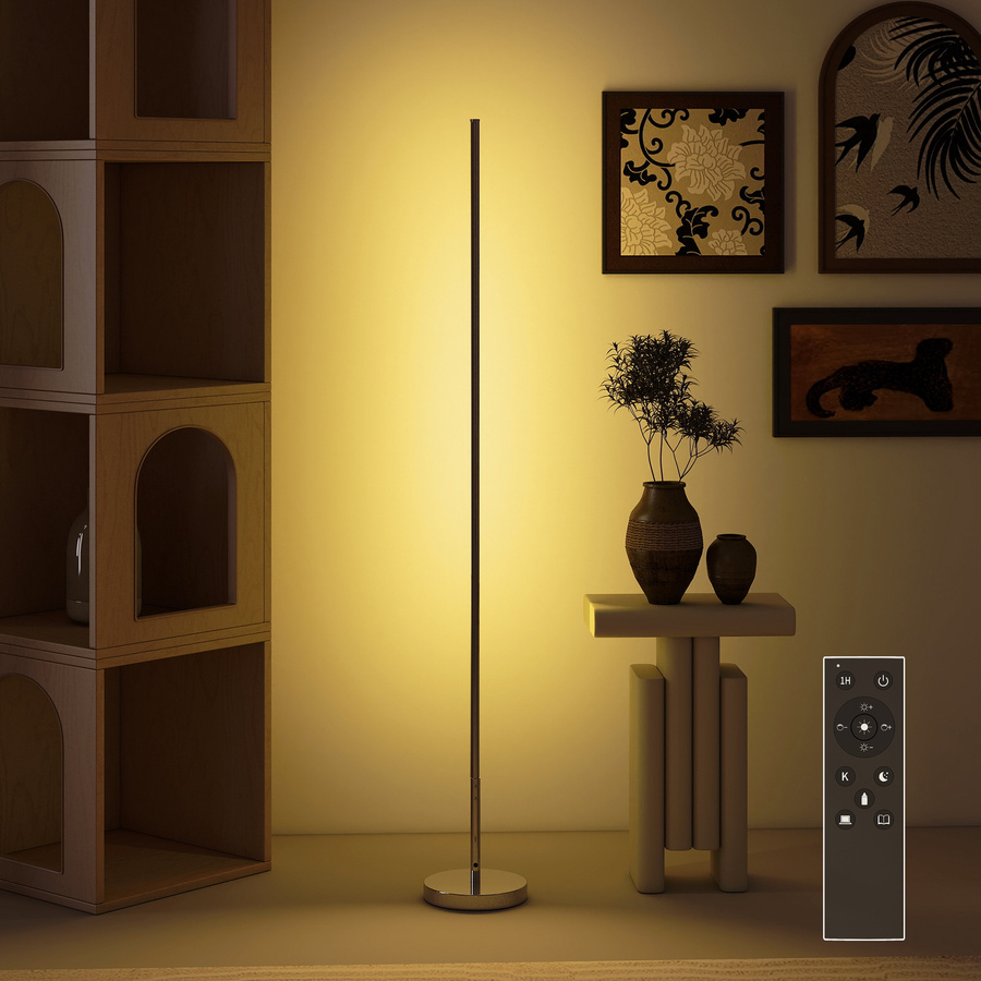 HOMCOM LED Stehlampe in Silber mit Fernbedienung und dimmbarer Farbtemperatur für Wohnzimmer, Schlafzimmer oder Büro, B/T/H: 20 x 20 x 150 cm - Bild 2