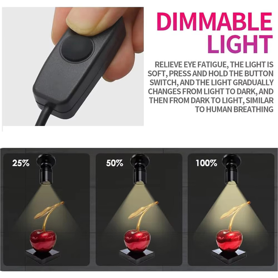 YSRSAI Mini-LED-Strahler mit USB-Anschluss, dimmbarer LED-Spot aus Aluminium in Warmweiß, drehbarer Aufputz-Spot für Schrank, Vitrine und Theke - Bild 3