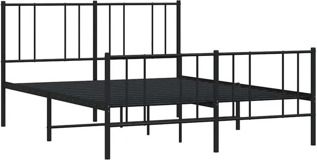 vidaXL Bettgestell aus Metall mit Kopfteil und Fußteil in Schwarz, B/T/H: 150 x 200 x 90 cm - Bild 1