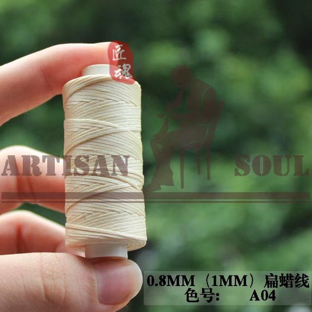 JH001 Gewachster flacher Faden in Beige, wasserdichte Schnur für Taschen, Armbänder und zum Weben, 1,0 mm, 50 m - Bild 1