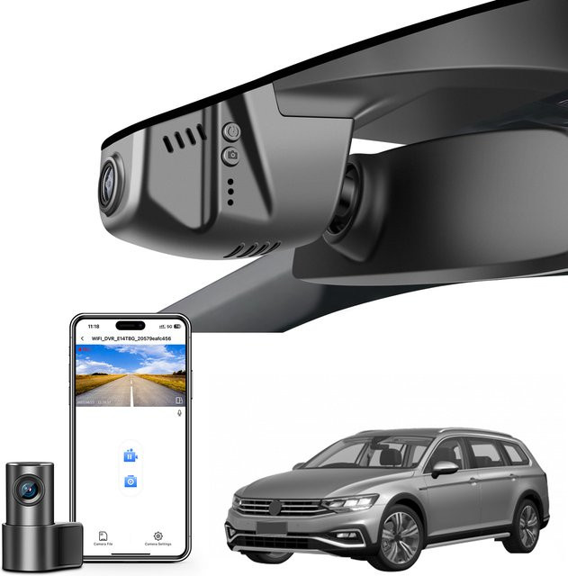 Mangoal 4K Dashcam für VW Passat B8 (2015-2024) Modell A/B in Schwarz mit WiFi, GPS und HD Nachtsicht - Bild 1