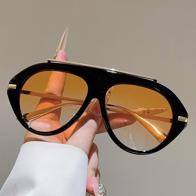 Salutami Sonnenbrille, oval, Vollrand, Metall, Damen, Orange - Bild 1