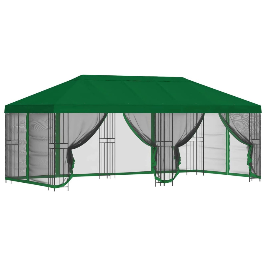 vidaXL Pavillon mit Seitenwänden und Netz-Seitenwänden aus Polyester und Stahl in Grün, B: 6 m, T: 3 m, H: 2,765 m - Bild 2