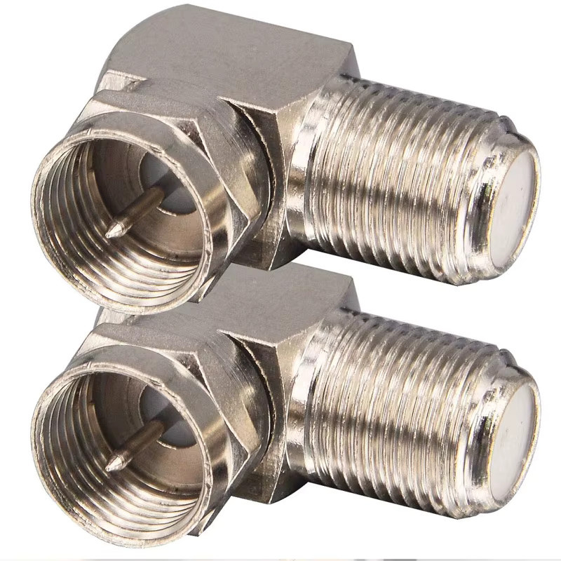 AOKIN 2 Stück RG6 F-Typ 90-Grad-Koaxialstecker auf Buchse L-förmiger Kabeladapter in Silber - Bild 2