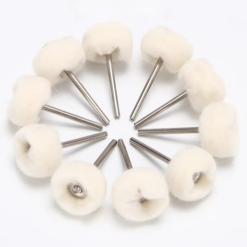 Mini Wollfaser Schleifscheiben Set in Weiß für Bohrer und Drehwerkzeuge mit 3mm Schaft - Bild 2