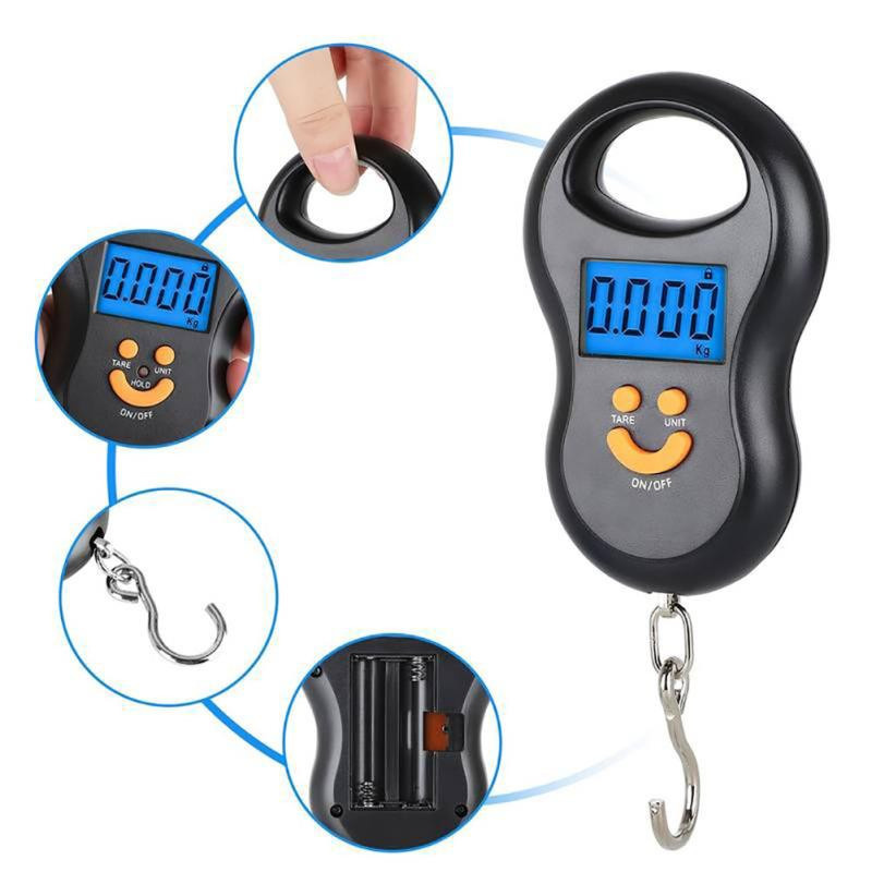 Digitale Tragbare Angelwaage von Refreshing Home mit LCD-Hintergrundbeleuchtung, 50 kg Kapazität, in Blau und Schwarz - Bild 2