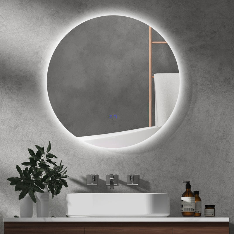 Kleankin Badspiegel mit LED-Beleuchtung, runder Wandspiegel mit 3 Lichtfarben, IP44, Touch-Schalter, Memory-Funktion und Anti-Beschlag, Durchmesser: 70 cm - Bild 2