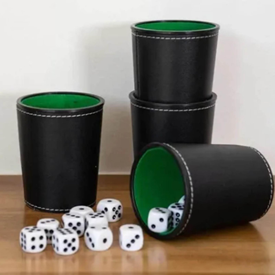 Shoemst Würfelbecher Set aus PU-Leder, Schwarz, 5-teiliges Set - Bild 2