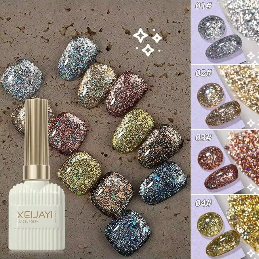 XEIJAYI Gel-Nagellack-Kollektion Holographic Glitter Diamond, 6 Farben, 15 ml - Bild 2