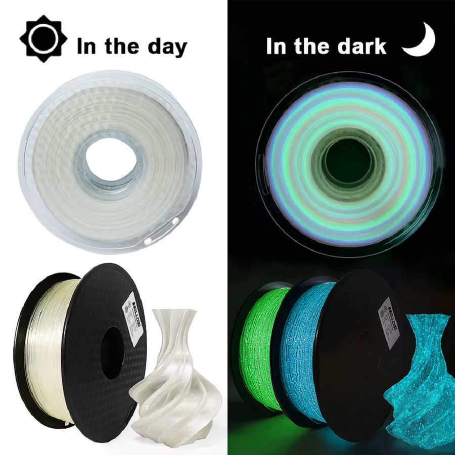 3D Maliang PLA Filament im Regenbogen-Farbwechsel, 1,75 mm, Glühwürmchenblau leuchtend im Dunkeln, Multicolor - Bild 2