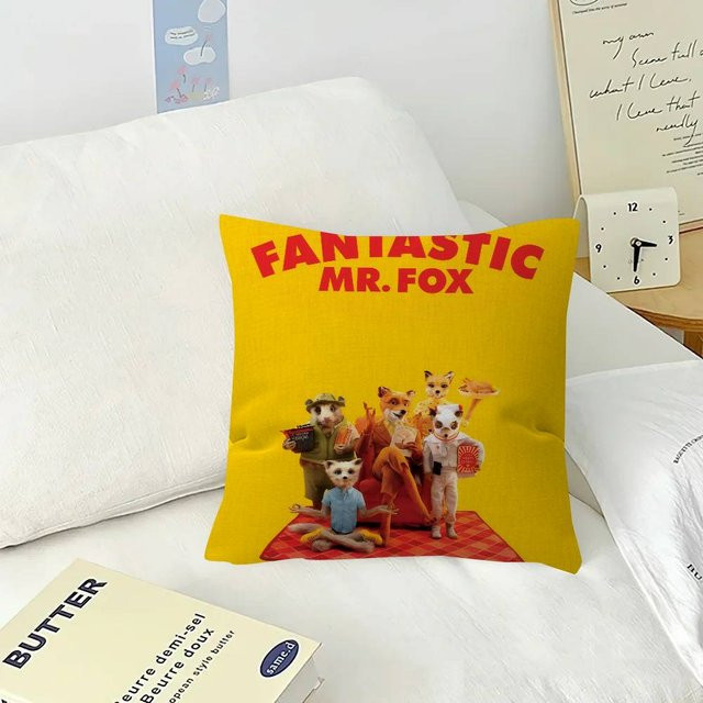 Dekorativer Kissenbezug Der fantastische Herr Fuchs in Gelb aus Polyester, B/H: 35 x 35 cm - Bild 1
