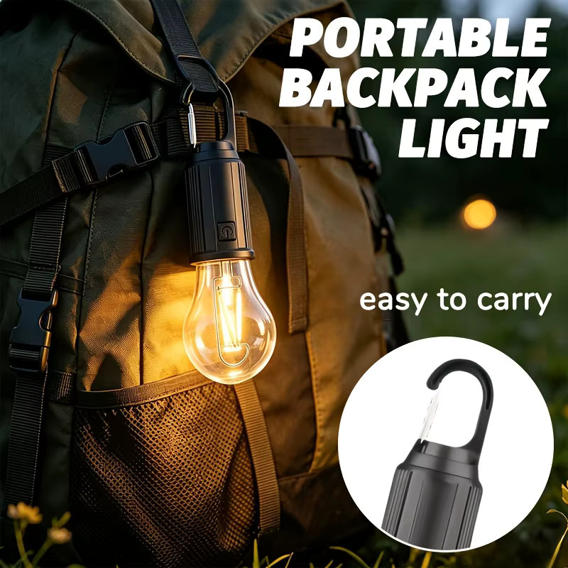 Wiederaufladbare Solar-LED-Campinglampe mit Typ-C Anschluss und 3 Lichtmodi in Schwarz - Bild 6