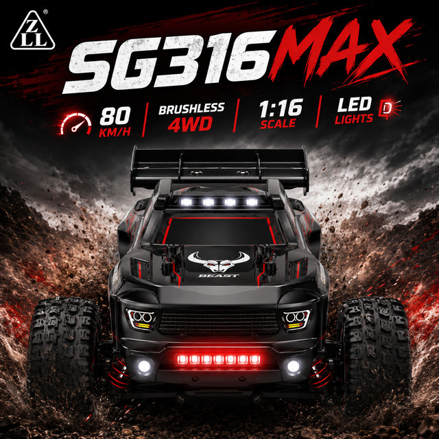 ZNLYRION RC-Wagen, 1/16 RTR Truck, 4WD Offroad-Auto, mit Helligkeits-LED, 2,4G Fernbedienung - Bild 1